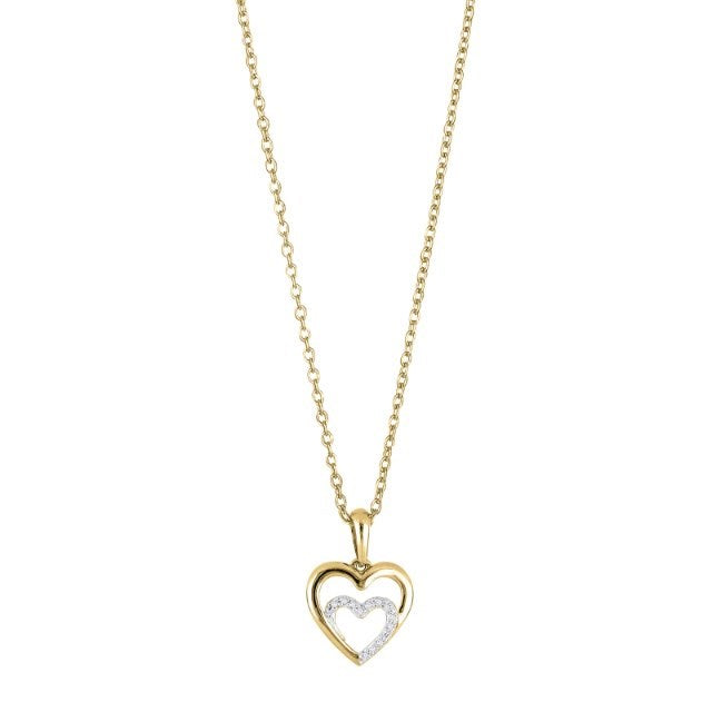 Siersbøl hjertevedhæng i 14 kt guld med 0,01 ct diamanter